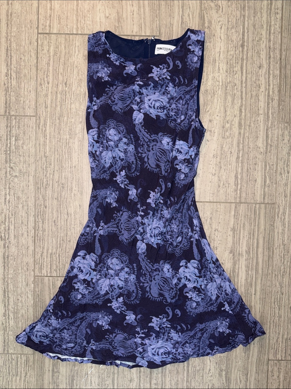 Princess Polly Navy & Periwinkle Floral Sleeveless Dress Never worn